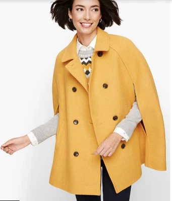 TALBOTS Yellow/Gold Wool Double Breasted  Lined Sleeveless Cape Size L/XL NWT - Image 1 of 4