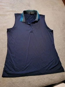 G Fore Sleeveless Polo Womens Medium Navy Blue Polyester Lightweight Stretch - Picture 1 of 6