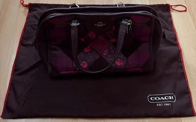 Coach Burgundy Floral and Purple Patchwork Bag - Image 1 of 4