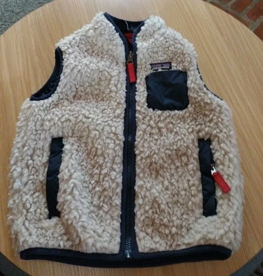 Patagonia Vest Toddler 3T White Blue Retro-X Fleece Sherpa Zip Pockets Warm - Image 1 of 3