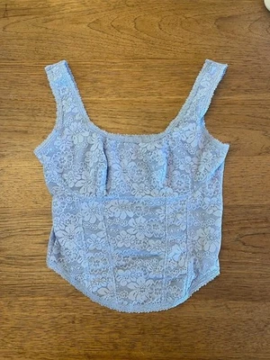 ROSA Victoria's Secret Azul Floral Encaje PEQUEÑO El Corsé Ceñido Top VS Sujetador Foto 1 de 2