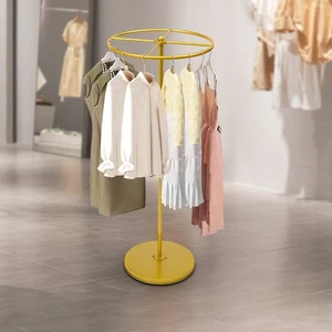 Gold Rotatable Round Garment Rack Floor-Standing Display Clothes Shelf Adjust US - Picture 1 of 18
