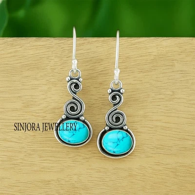 Orecchini pendenti goccia regalo fatti a mano in argento sterling 925 con pie... - Immagine 1 di 3