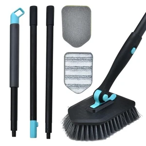 Shower Cleaning Brush With Long Handle 3 In 1 Tub And Tile Scrubber Brush With 5 - Picture 1 of 6
