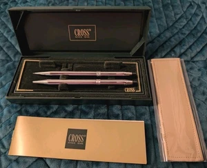 Cross Brand Vintage Pen & Pencil Set Silver w/ Case & Box + Ink Refill NEW NIB - Picture 1 of 3