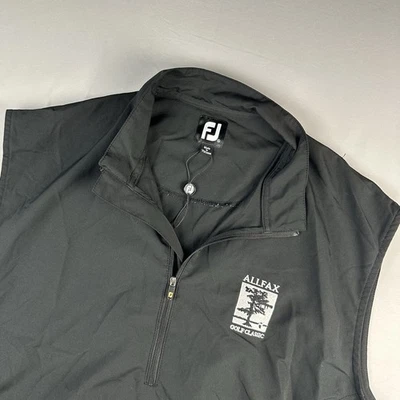 Footjoy Vest Mens M Golf Performance 1/4 Zip Black Windbreaker Preppy NWOT - Image 1 of 4