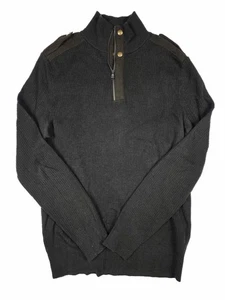 Banana Republic Brown 1/4 Zip Brass Button Mock Neck Sweater Men's Size Large - Picture 1 of 5