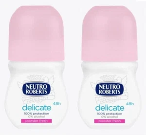 Neutro Roberts Delicate 48h Powder Fresh Deo Roll 50 ml, 0% Alcohol (2 Pack) - Picture 1 of 1