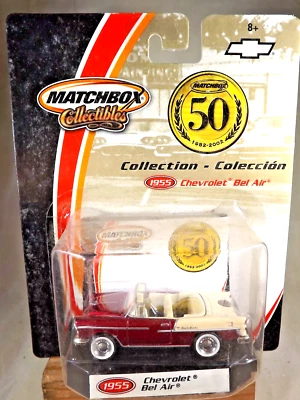 2002 Matchbox Collectibles 50 Years 1955 CHEVROLET BEL AIR Red w/Rubber Tire - Image 1 of 4