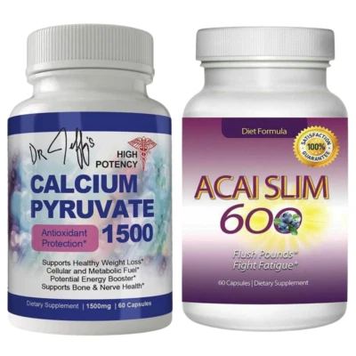 Pyruvate 钙抗氧化补充剂和 Acai Berry 脂肪燃烧减肥药 — 第 1/4 张图片
