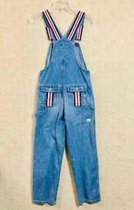 Y2K Vintage 90’s Route 66 Blue Denim Overalls Carpenter Cargo Bib Juniors Sz. M - Picture 1 of 20