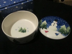 Nikko Winter Wonderland Bon Bon 4.25 muñeco de nieve plato de baratija Deb Mores 1998 Japón - Imagen 1 de 12