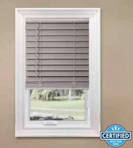 Home Decorators Gray Cordles 2 1/2" Premium F Wood Window Blind 35.5" W x 72" L - Picture 1 of 8
