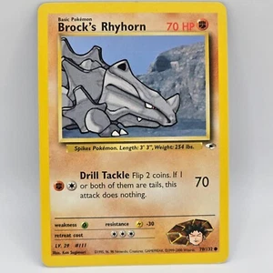Juego de cartas coleccionables Pokémon Brock's Rhyhorn 70/132 Common Gym Heroes de colección - Imagen 1 de 2