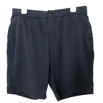 Hart Schaffner Marx Shorts Mens W33 L8.5 Navy Blue Linen Blend - Imagem 1 de 4