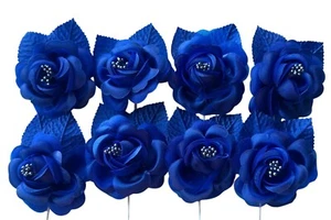Flores individuales de seda azul real de 2,5" - Pack de 8 - Imagen 1 de 2