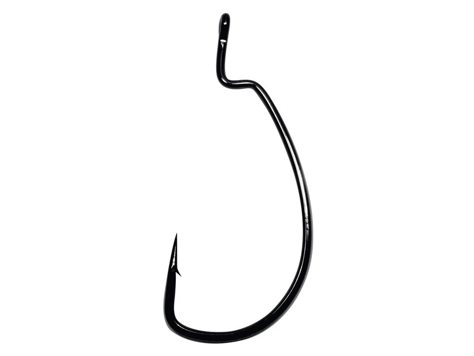 Gamakatsu Worm 323 Monster NS Black 4pc Ami per Esche Siliconiche con ardiglione - Immagine 1 di 2