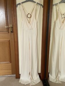 Zara Cream Jumpsuit Wide Leg Size Small Aprox 8 New With Tags