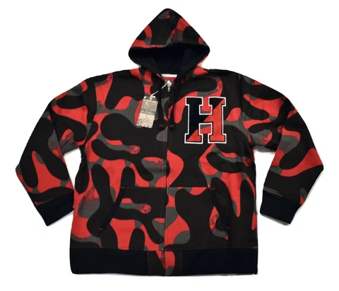 Stall & Dean Mens Harvard University Crimson Camo Varsity Hooded Jacket NWT Cover