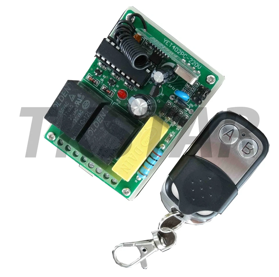 TKStar 2-Kanal 230V Funk Schlüsseltaster Taster Empfänger Schalter + Handsender - Bild 1 von 1