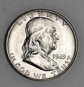 1949 50C BU Silver Franklin Half Dollar - Picture 1 of 2