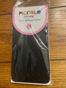 Piccolo Hosiery Girl's Black Opaque Tights Size 7-10 - New - Picture 1 of 7