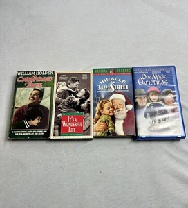 Christmas Movie 4 Lot VHS Tape Wonderful Life Miracle 34th Street One Magic Tree - Picture 1 of 14