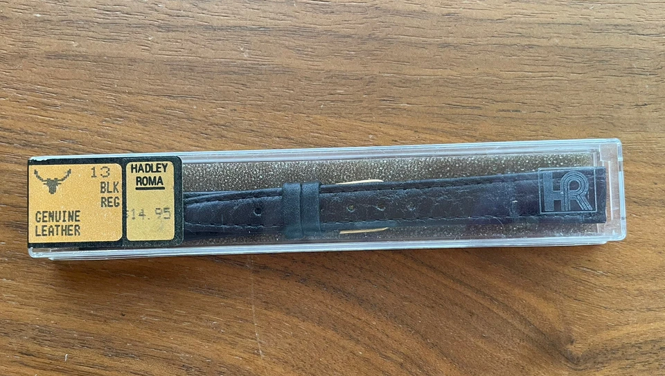 Hadley-Roma Ladies 13mm Black Genuine Leather Watch Band