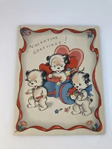 Biglietto A-Meri-Card San Valentino Cucciolo Cani Usato Vintage USATO - Foto 1 di 5