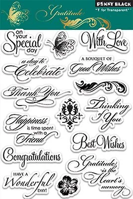 Sayings Of Gratitude, Clear Unmounted Rubber Stamp Set PENNY BLACK- NEW, 30-105 - Image 1 of 4