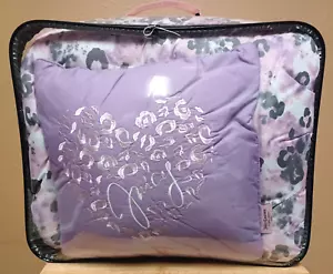 Juicy Couture 4 piece KING Comforter Set Lilac/Pink/Grey/White Cheetah Print - Picture 1 of 5