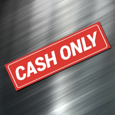 (1) CASH ONLY Sign Sticker Business Money Decals RED 1.5"x5.5" Window NEW - Image 1 of 4
