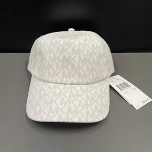 Michael Kors MK Logo Signature Womens Baseball Cap White Gray NWT $68 One Size - Picture 1 of 4