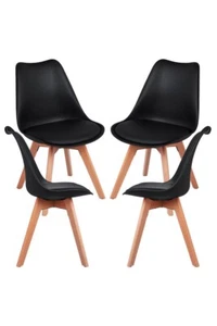 Silla TORRE 4`PATAS 4 SILLAS( SU ) TPTG, madera, polipropileno y cojín negra - Imagen 1 de 7