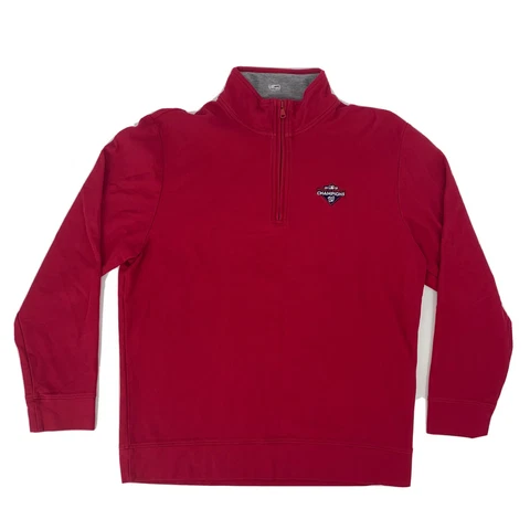 Mens Vineyard Vines 1/4 Zip Fleece Pullover Red L Washington Nationals WS Champs Cover