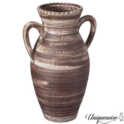 Uniquewise 12" Whitewashed Ceramic Flower Vase Rustic Farmhouse Pottery - Image 1 of 4