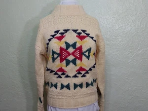 Vintage Woolrich Womens Sweater Chunky 100% Wool South Western Ivory Size Small - Picture 1 of 19