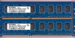 4GB 2x2GB PC3-10600 DDR3-1333 ELPIDA EBJ21UE8BDF0-DJ-F Blue Ram Memory Kit JAPAN - Picture 1 of 2
