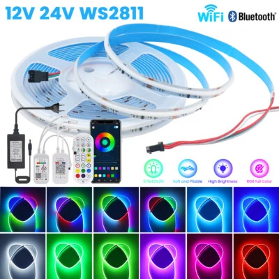 COB LED Stripe RGB Leiste Streifen WS2811 IC Band Lichterkette Bluetooth 12V 24V - Bild 1 von 4