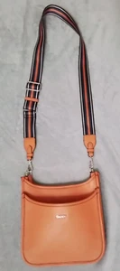 NWOT DKNY Orange/Coral Leather Brook Messenger/Cross Body Bag (Retail $178) - Picture 1 of 15