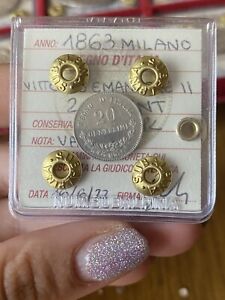 Kingdom D' Italy Vittorio Emanuele II 20 Cent Value 1863 Milano Sealed BB / Au