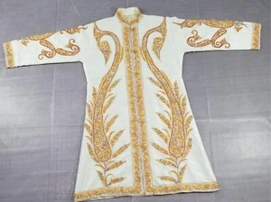 Vintage Traditional Kashmiri Paisley Hand Embroiderd Coat 147x103cm - Picture 1 of 14