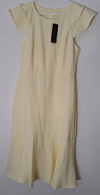 Banana republic women size 4 YELLOW midi flutter sleeve midi dress Spring Summer - Image 1 of 4