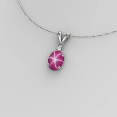 925 Silver Star Ruby Pendant for Women Lindy star, Lab created Necklace - Image 1 of 4