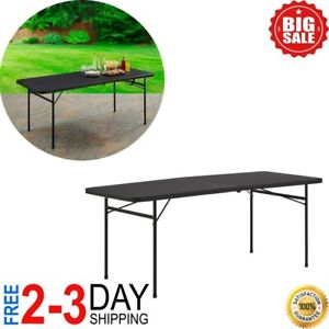 US Ship 6 Foot Bi-Fold Plastic Folding Table Indoor Outdoor Camp Picnic Table