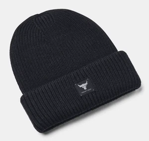 Under Armour Men's Project Rock Beanie Winter Hat Black One Size 1380009-001 NWT - Picture 1 of 3