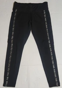 PINK Victoria's Secret COZY Fleece Lined Leggings Pant Silver Logo on Leg Sz Lg - Picture 1 of 7