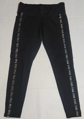 PINK Victoria's Secret COZY Fleece Lined Leggings Pant Silver Logo on Leg Sz Lg - Image 1 of 4