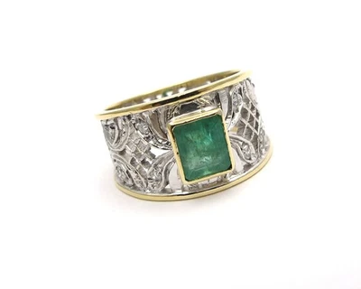 BANDRING GELB-UND WEISSGOLD 750 DIAMANTEN SMARAGD GR. 52 JG 950100120800012 - Bild 1 von 4