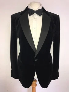 AQUASCUTUM - Vintage BLACK VELVET DINNER SUIT - 42 Reg -W36 L31 -GORGEOUS TUXEDO - Picture 1 of 10